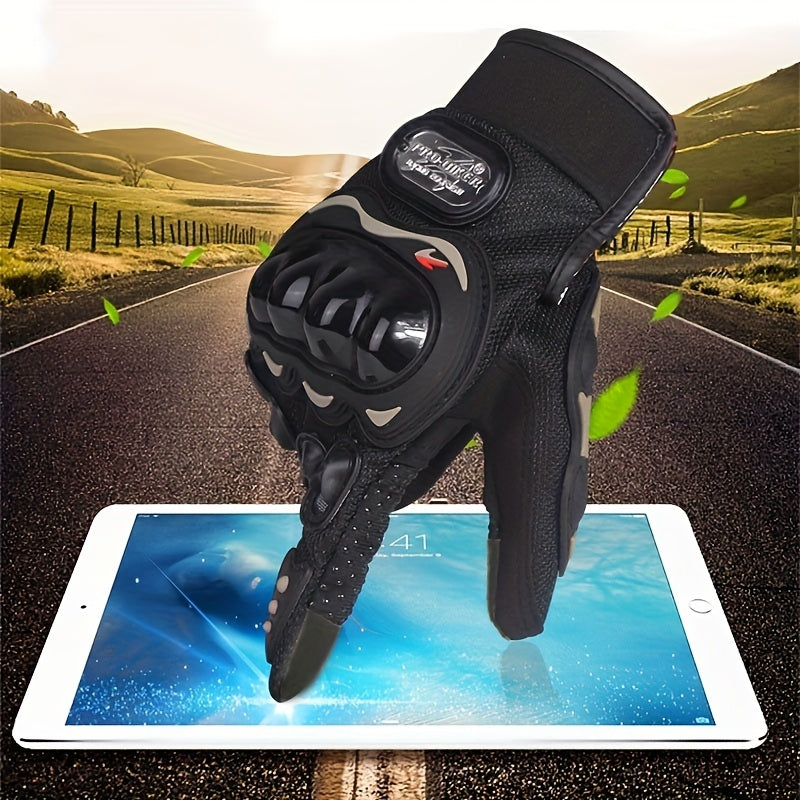 Suitable For Motorcycles, Road Bikes, Off-road Motorcycles, Spring, Summer, Autumn, And Winter Unisex Finger Touch Screen Gloves For Men And Women, Breathable Cycling Gloves, Motorcycle Gloves, Bicycle Gloves.