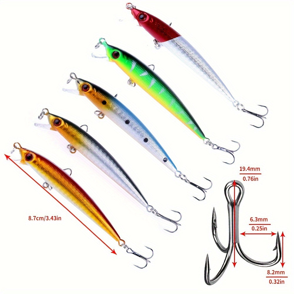 56pcs  Fishing Lures Kit Crankbait Tackle Minnow Popper Pencil Swimbaits Hook Freshwater Saltwater Hard Baits Set for pike carp bass fishing christmas gift for man