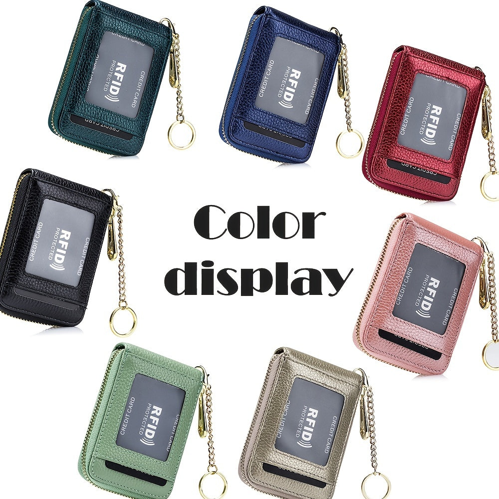 [RFID Credit Card Holder] Casual RFID Credit Card Holder, Multi-compartment Wallet - Simple Zip Around Card Case