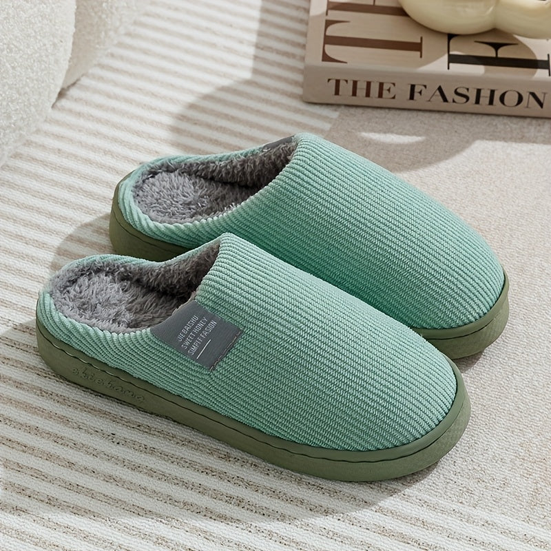 Couple's Warm Slippers for Women, Home Use in Spring, Autumn, and Winter, Non-Slip Thick-Soled Indoor Plush Slippers for Men and Women, Women Shoes