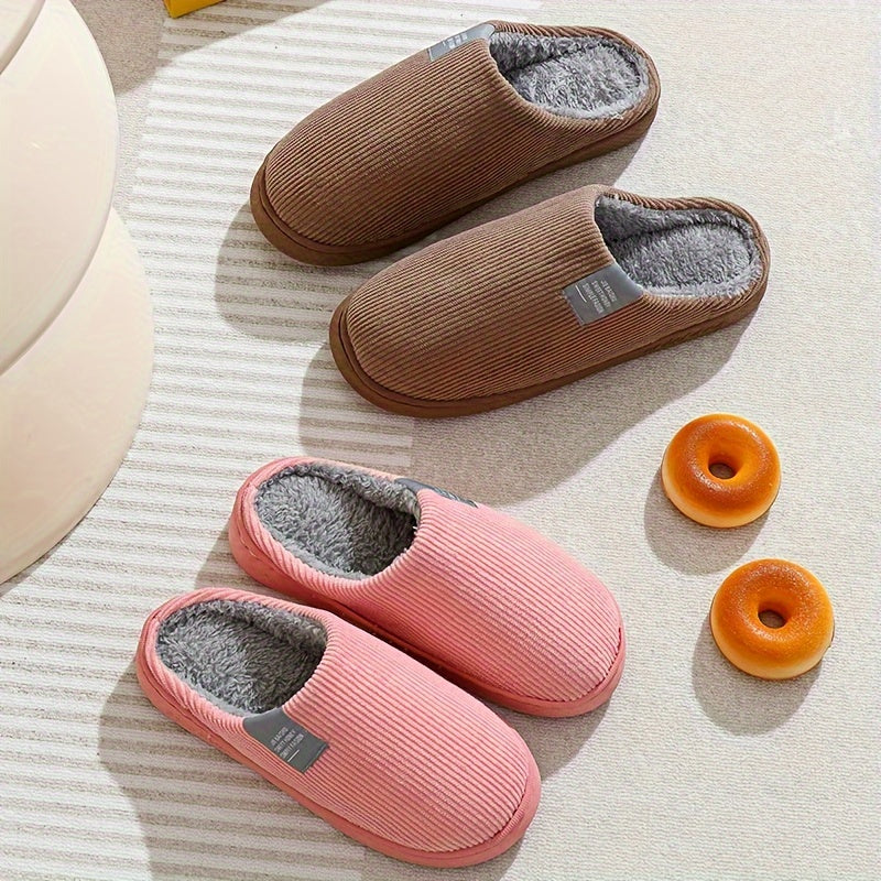 Couple's Warm Slippers for Women, Home Use in Spring, Autumn, and Winter, Non-Slip Thick-Soled Indoor Plush Slippers for Men and Women, Women Shoes