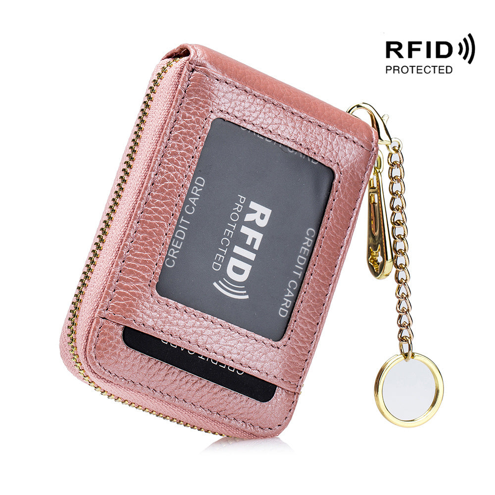 [RFID Credit Card Holder] Casual RFID Credit Card Holder, Multi-compartment Wallet - Simple Zip Around Card Case
