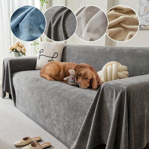 1pc solid color sofa cover, pet-proof scratch-resistant modern sofa protector for all-season use in bedroom, office, living room, and home decor