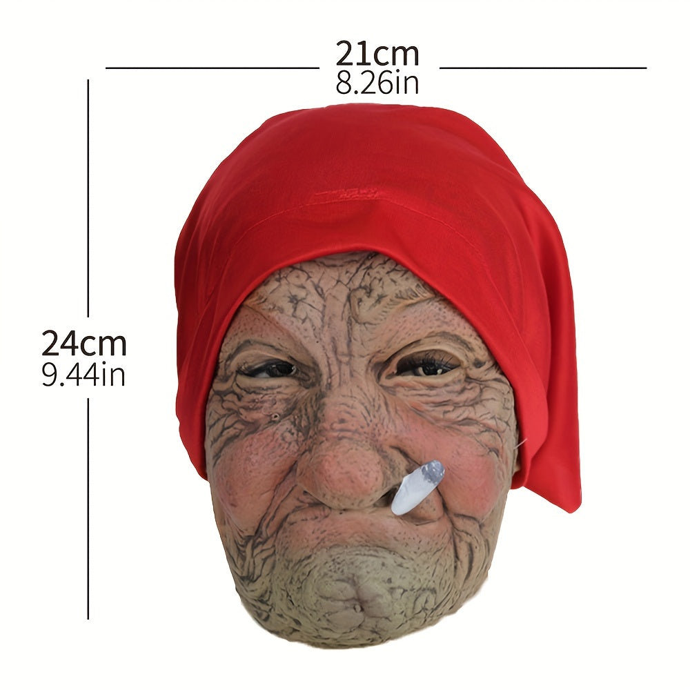 Little Red Hood Smoking Grandma Old Woman Mask Party Props Halloween, ideal choice for gifts Suitable for men and women.
