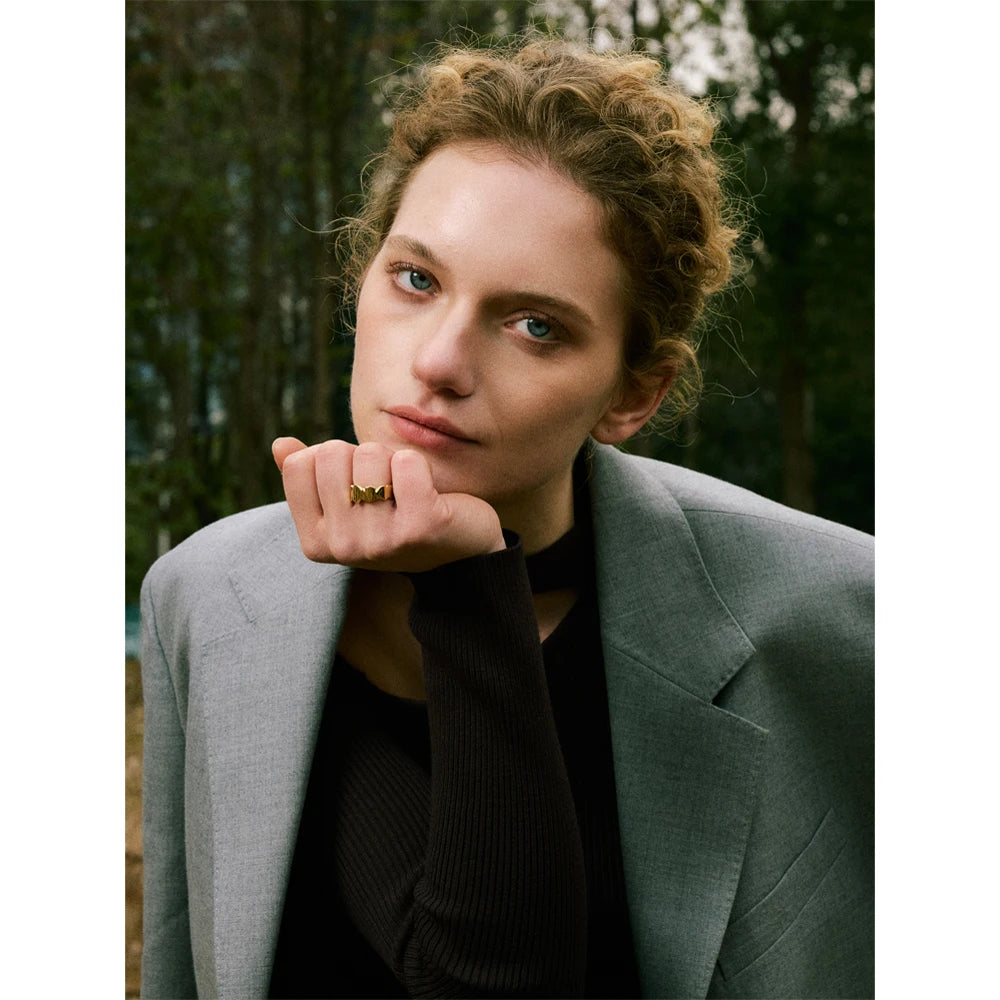 Yhpup Personalized Smooth Stainless Steel Metal Unisex Ring Minimalist Geometric Trendy Jewelry 18K PVD Plated New