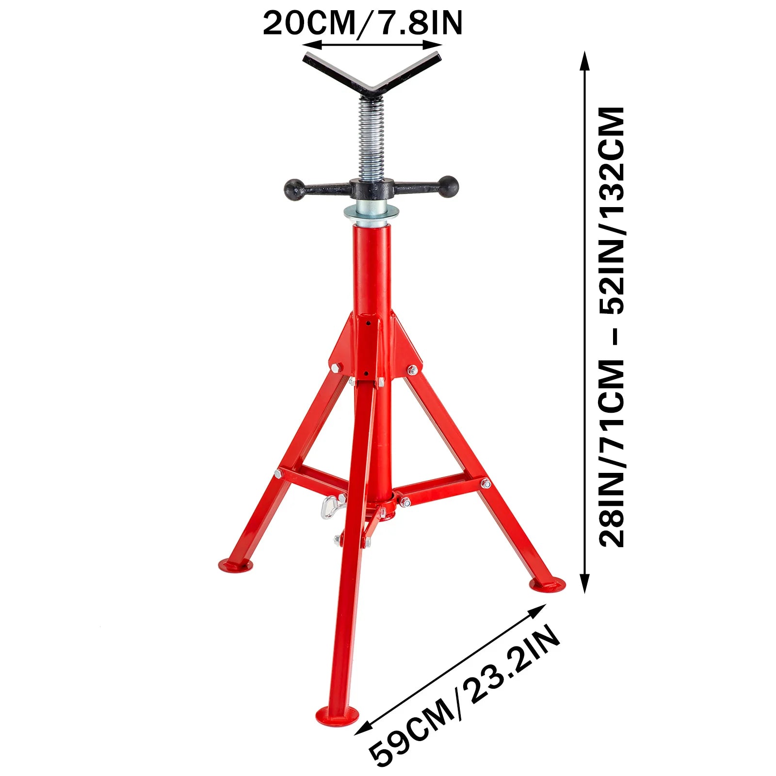 SucceBuy Pipe Holding Stand with Roller Head V-Head Folding Tripod Jack 12 inch Capacity Pipe working Supporting Clamped Tool