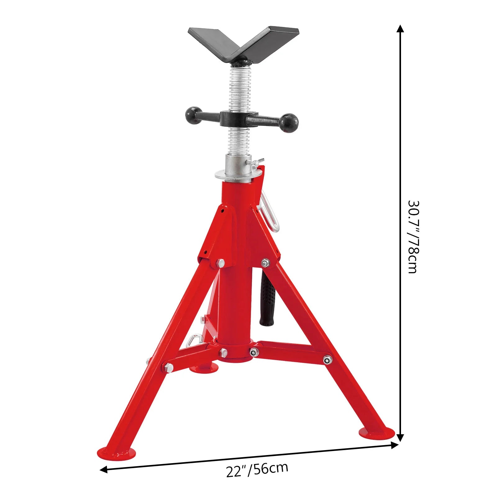 SucceBuy Pipe Holding Stand with Roller Head V-Head Folding Tripod Jack 12 inch Capacity Pipe working Supporting Clamped Tool