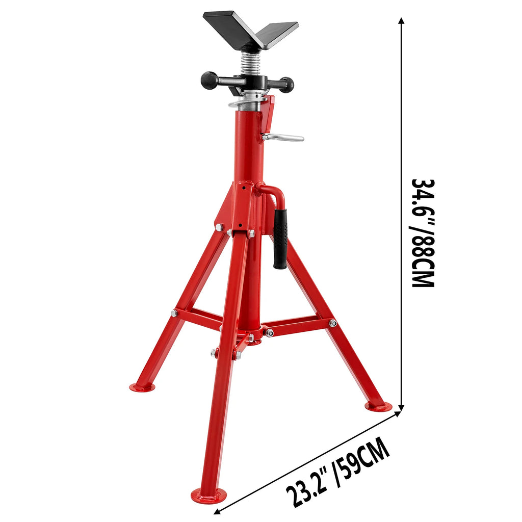 SucceBuy Pipe Holding Stand with Roller Head V-Head Folding Tripod Jack 12 inch Capacity Pipe working Supporting Clamped Tool