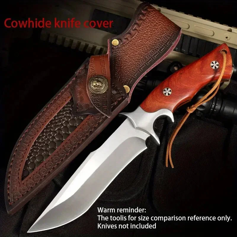 NEW Leather Sheath Belt Knife Sheath with Waist Belt Buckle Pocket Tool Knife Protective Cover (Knife Not Included)