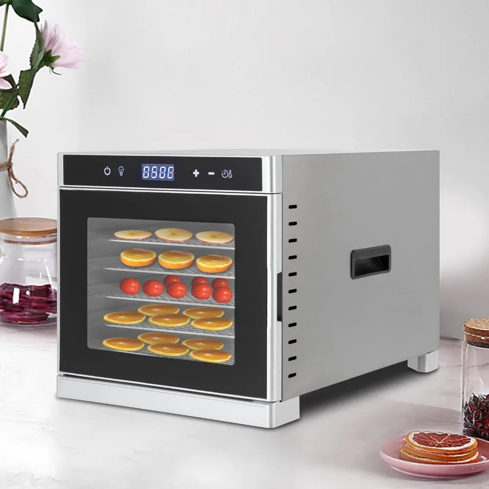 Food Dehydrator Stainless Steel Dehydrator Machine with 24H Adjustable Digital Timer and LED Display Screen Food Dryer Machine