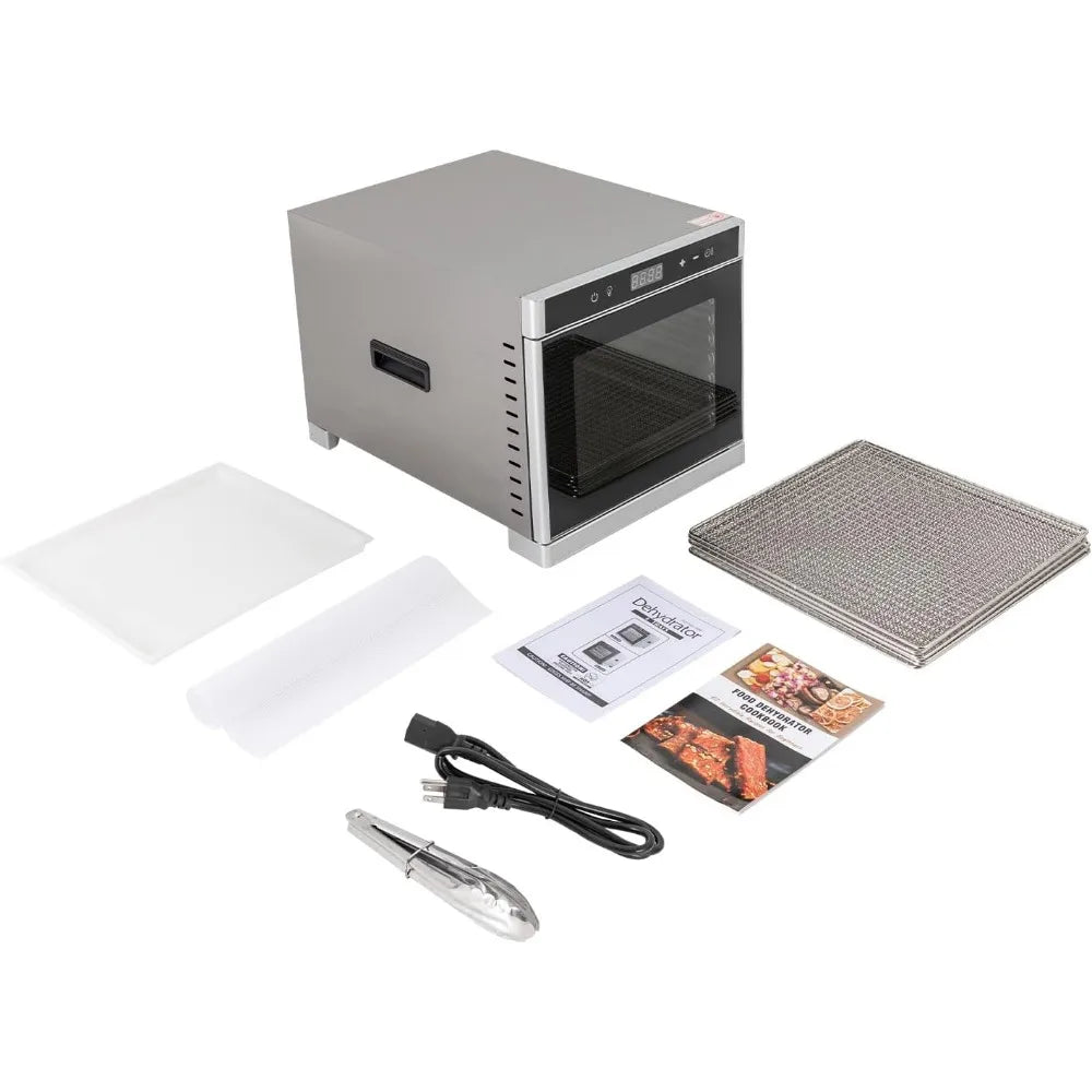 Food Dehydrator Stainless Steel Dehydrator Machine with 24H Adjustable Digital Timer and LED Display Screen Food Dryer Machine