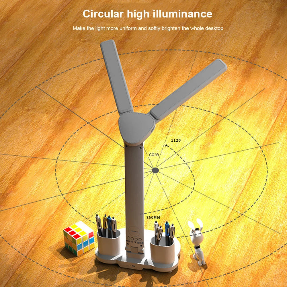 LED Desk Lamp with Calendar Temperature Clock Night Light USB Rechargeable Wireless Table Lamp Touch Control Camping Light