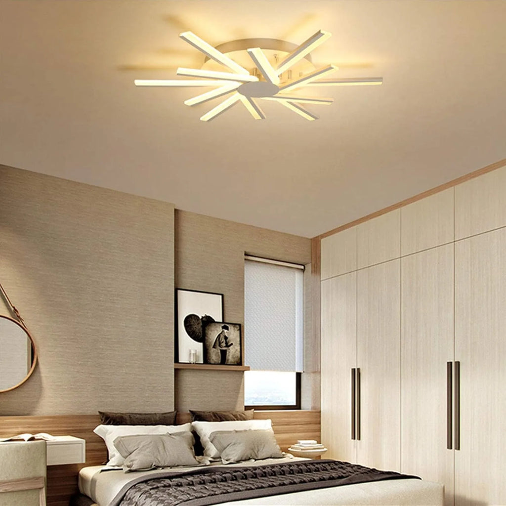 12 Head New Nordic Fireworks LED Chandelier Indoor Lighting Lamps White Tree Branch Iron Decoration Luster Ceiling Light