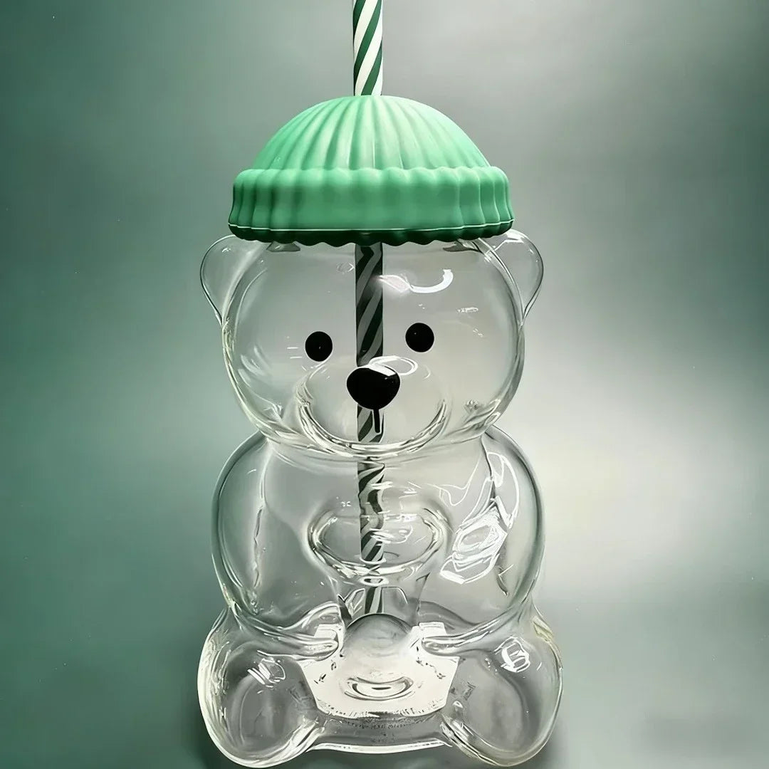 Cute Bear Water Bottle Kawaii Milk Water Bottle Tea Coffee Juice Portable Water Cup Home Clear Juice Drink Bottle