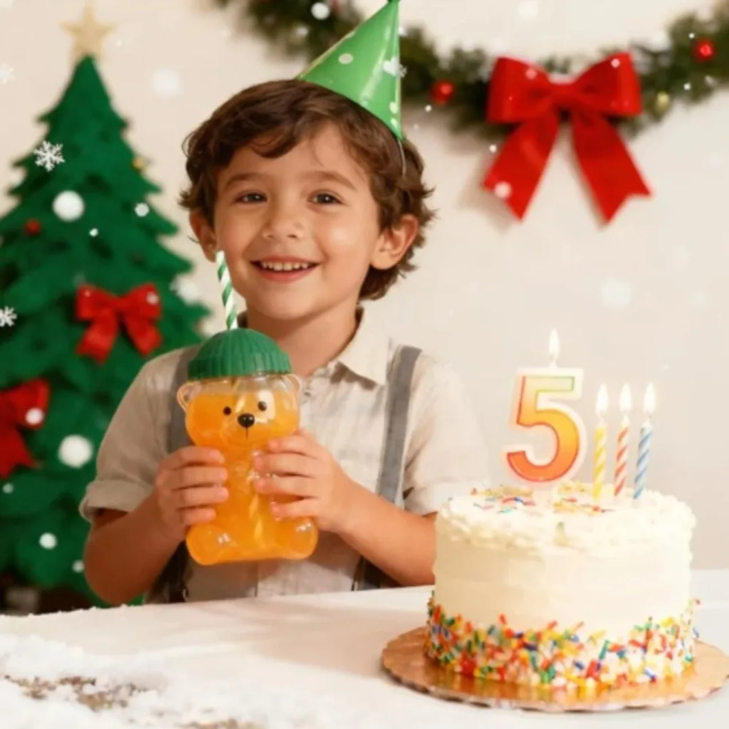 500ml green cap teddy bear straw cup heat-resistant glass coffee smoothie juice cup office and home birthday Christmas gift