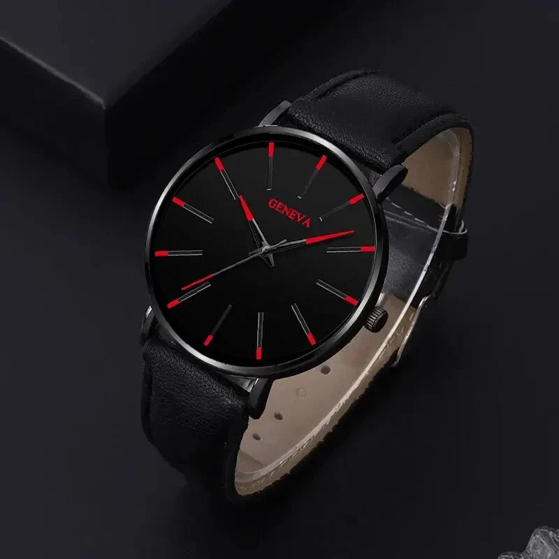 5pcs Black Quartz Watches Bracelet Men Business Casual Round Watch Life Tree PU Leather Bracelets Sets