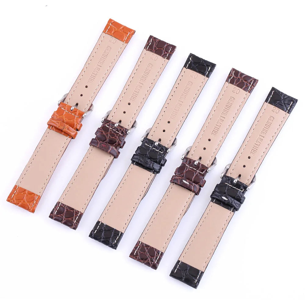 12mm 13 14 15 16mm 17 18mm 19 20mm 21 22mm 24mm Retro Genuine Leather Watch Band Strap Black Brown Crocodile Wristwatch Bracelet