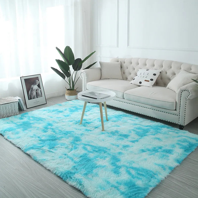 VIKAMA Tie-Dye Plush Carpet Living Room Decoration Soft Fluffy Home Mat Children's Room Baby Crawling Non-Slip Blanket