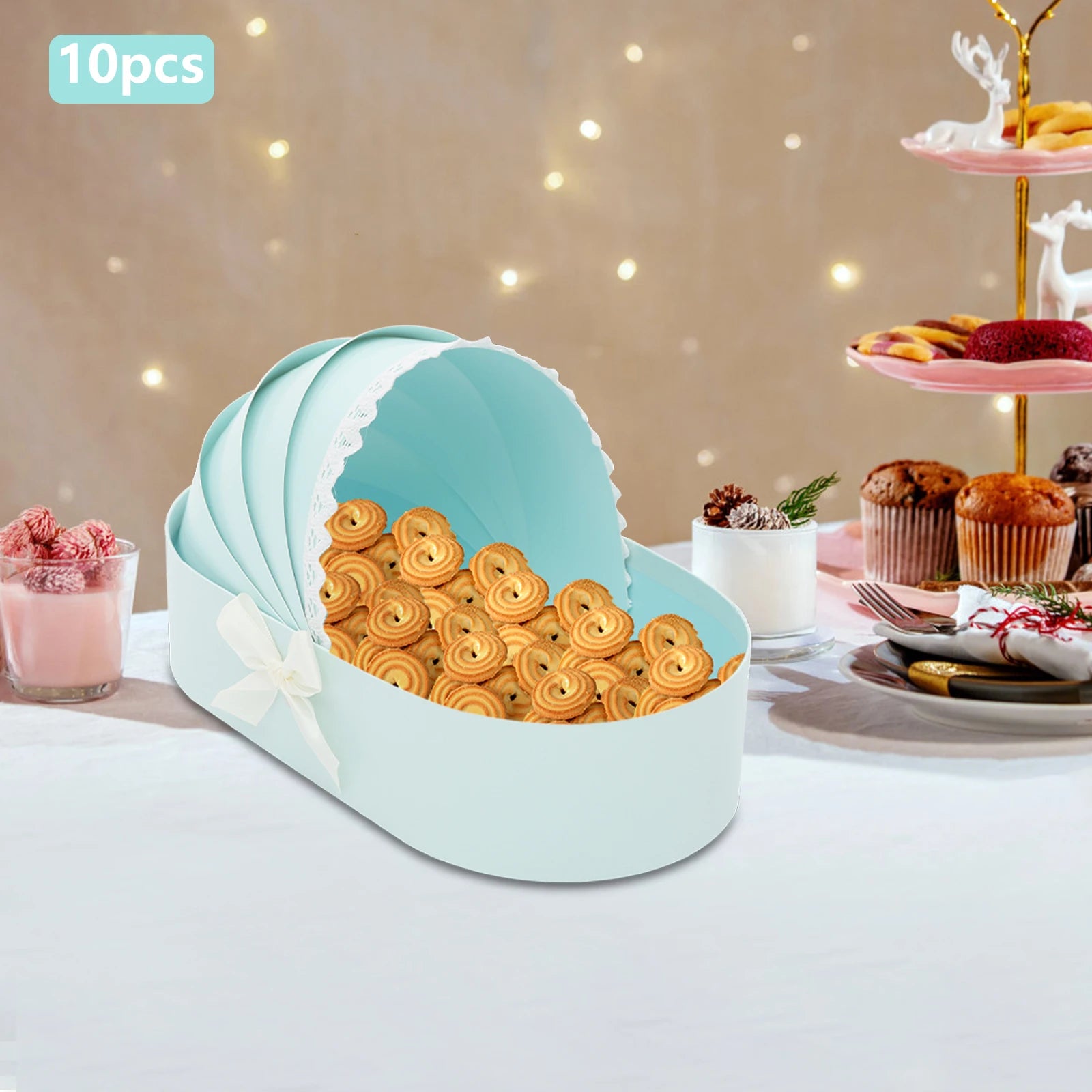 10pcs Cradle-Shaped Companion Gift Box for Baby Shower Crib Sweet Flower Bouquet Packing Basket Wedding Supply #S 33.5x17.5x8cm