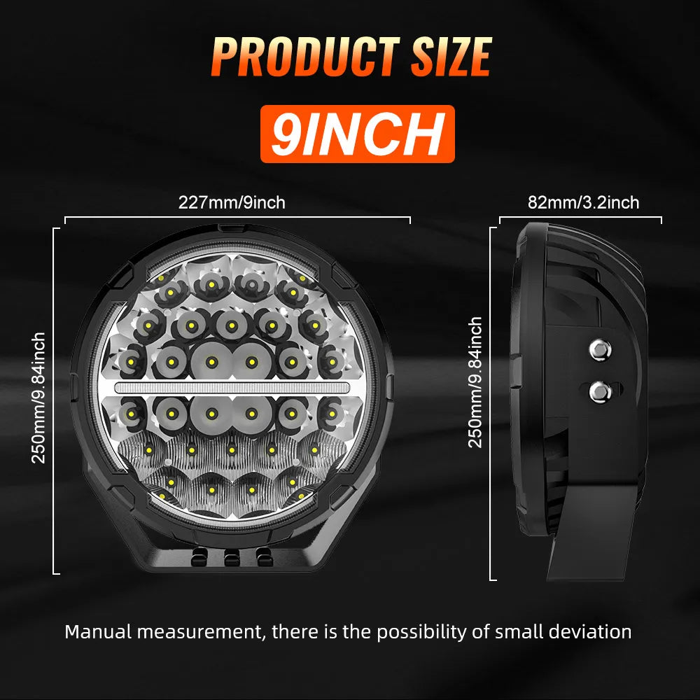 CO LIGHT Round LED Offroad Lights 9 Inch Spot Flood Driving Light Pods with DRL 90000LM Super Bright Off Road Ditch Work Light