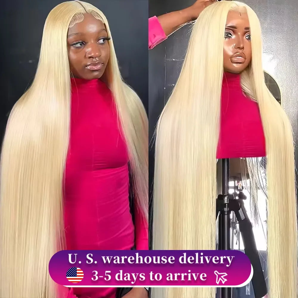 13x6 HD Transparent 613 Blonde Lace Frontal Human Hair Wigs 613  Brazilian Bone Straight 13x4 Lace Front Colored Human Hair Wigs