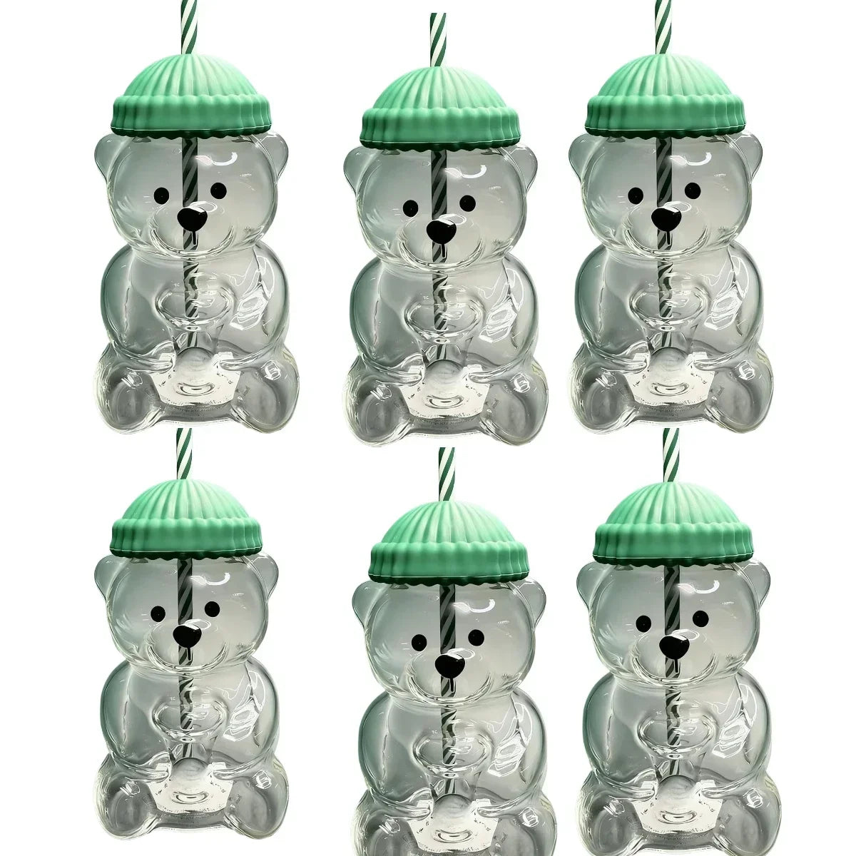 Cute Bear Water Bottle Kawaii Milk Water Bottle Tea Coffee Juice Portable Water Cup Home Clear Juice Drink Bottle