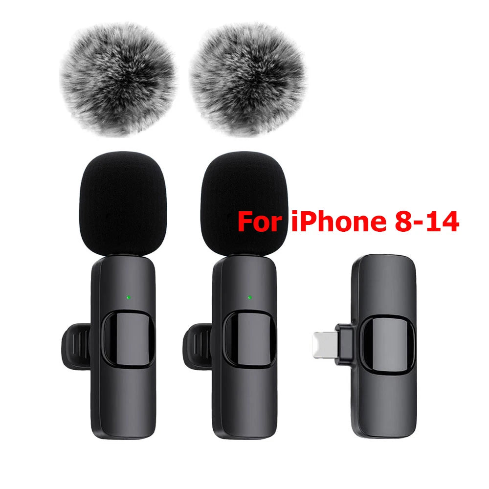 K60 Wireless Lavalier Microphone Audio Video Recording Mini Mic For iPhone Android Laptop Live Gaming Mobile Phone Microphone
