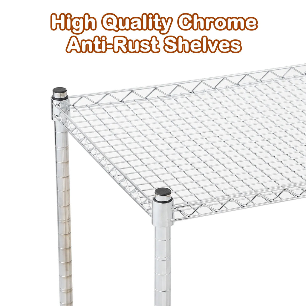 2 Tires Commercial Grade Utility Cart Wire Rolling Cart with Handle Bar, Alloy Steel Food Storage Trolley, High Handle