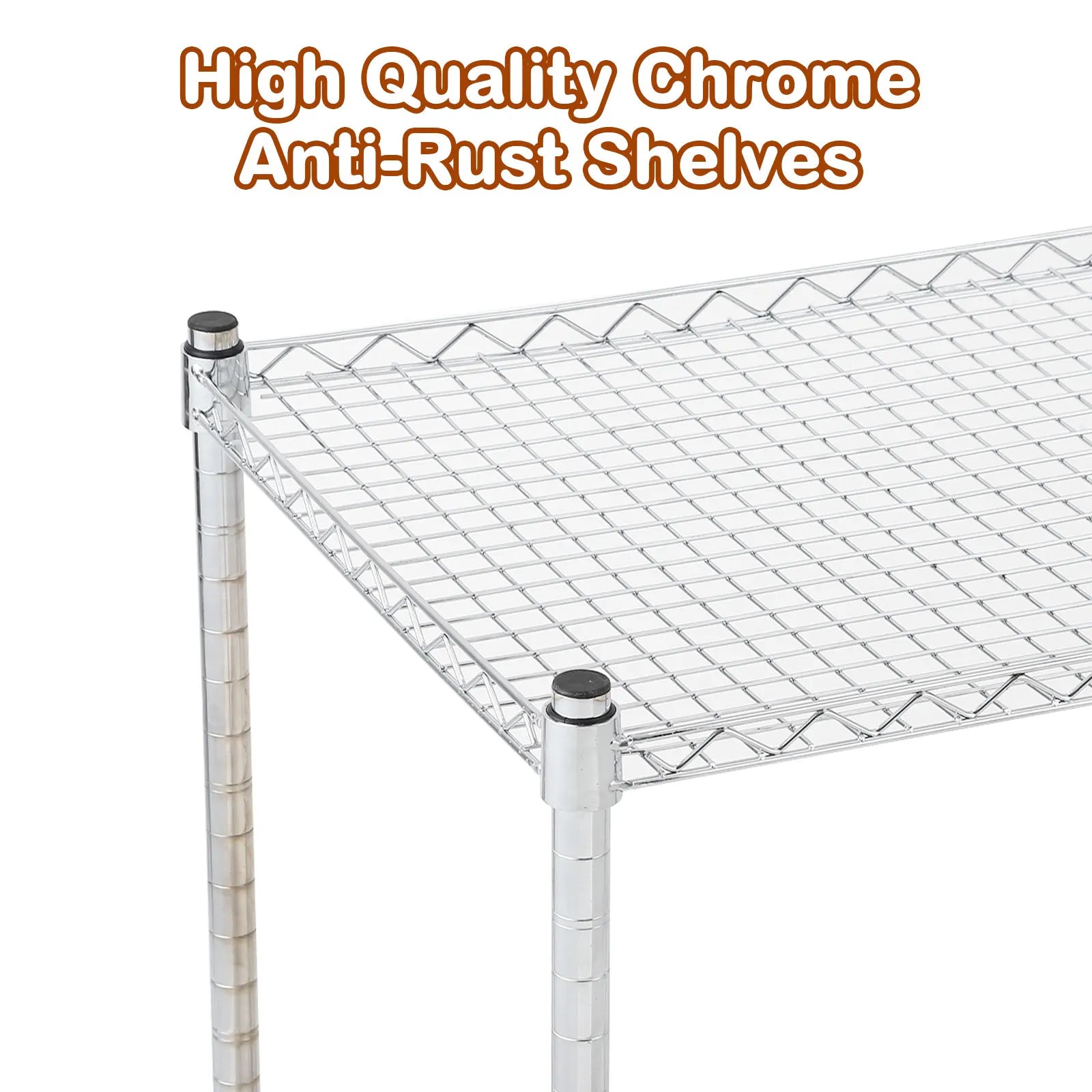 2 Tires Commercial Grade Utility Cart Wire Rolling Cart with Handle Bar, Alloy Steel Food Storage Trolley, High Handle