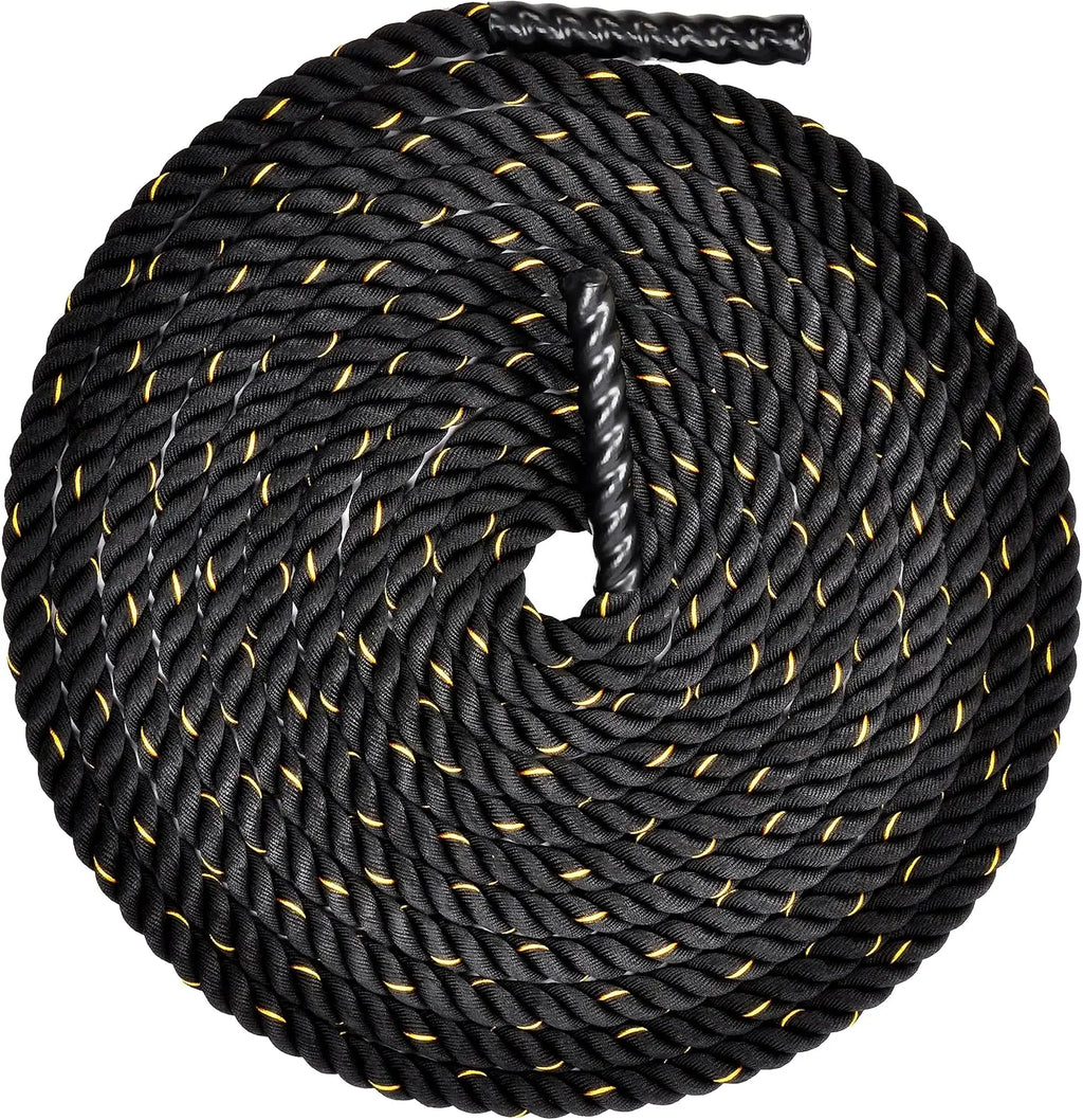 Battle Rope 1.5Inch 2 Inch Diameter Poly Dacron 30 FT, 40 FT, 50 FT Length, Heavy Ropes for Home Gym and Workout