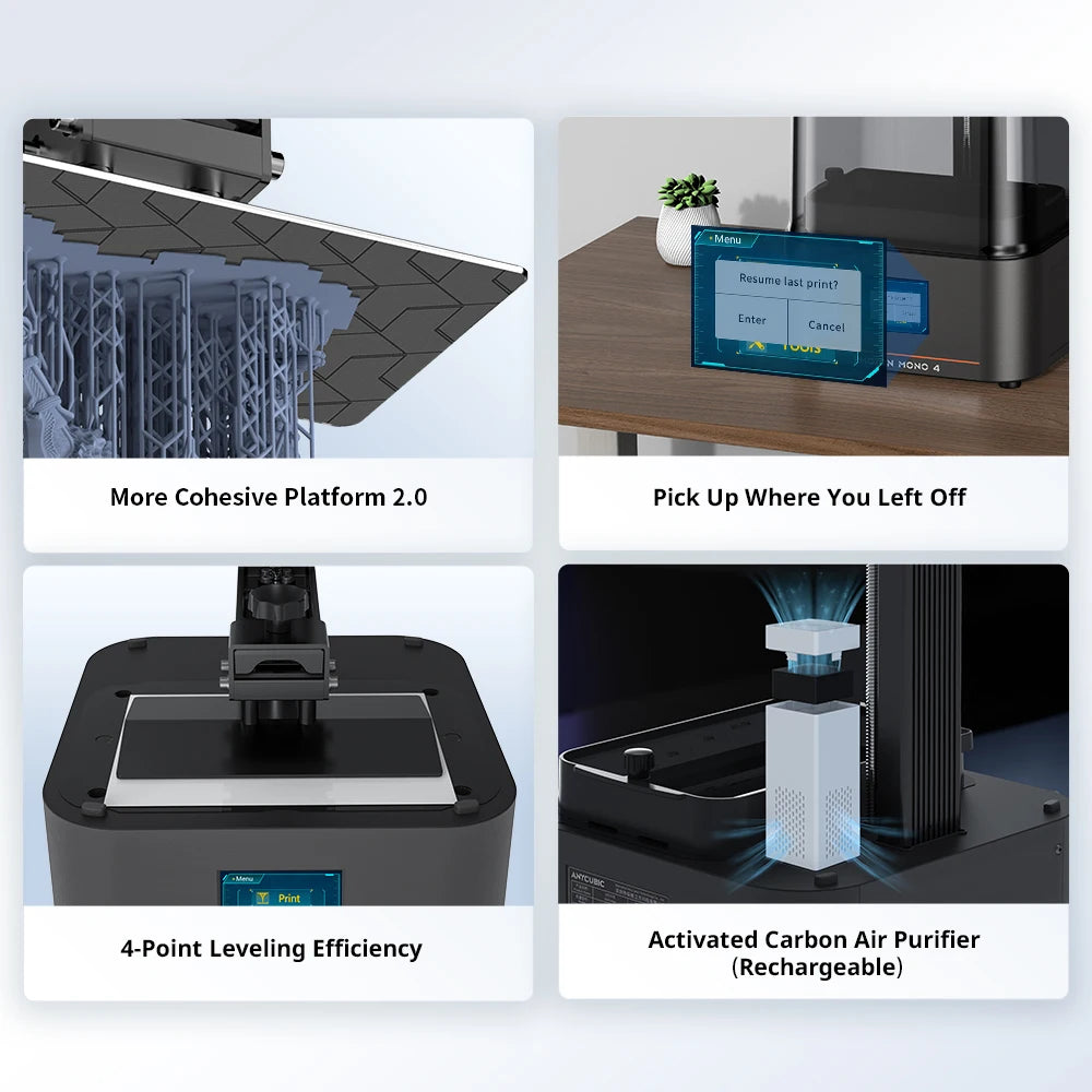 ANYCUBIC Photon Mono 4 AE Version LCD UV Resin 3D Printer with 7" 10K high-definition screen High-Speed 3D Printing 153×87×165mm