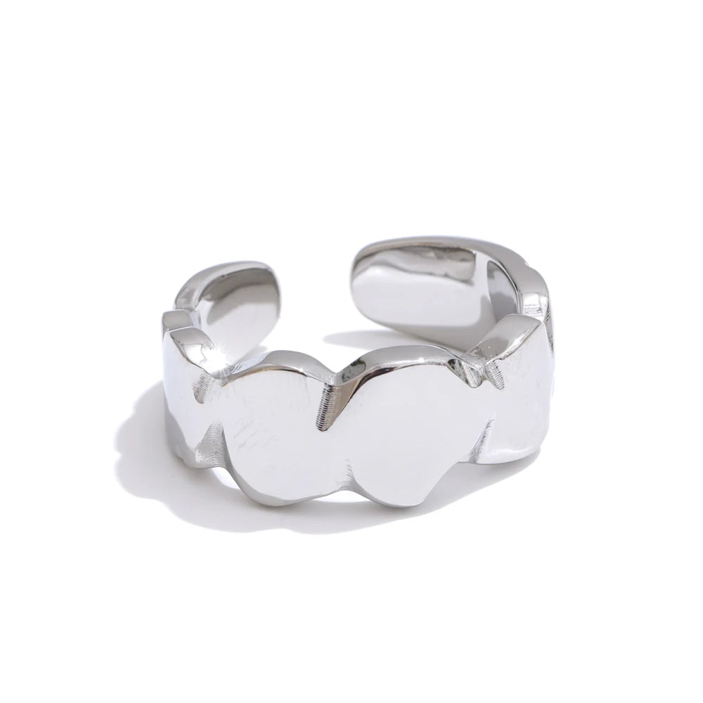 Yhpup Personalized Smooth Stainless Steel Metal Unisex Ring Minimalist Geometric Trendy Jewelry 18K PVD Plated New