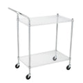 2 Tires Commercial Grade Utility Cart Wire Rolling Cart with Handle Bar, Alloy Steel Food Storage Trolley, High Handle