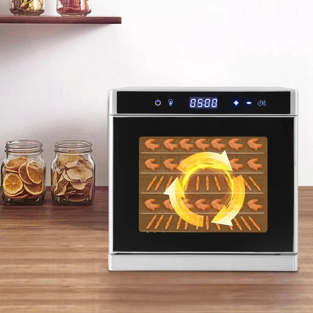 Food Dehydrator Stainless Steel Dehydrator Machine with 24H Adjustable Digital Timer and LED Display Screen Food Dryer Machine