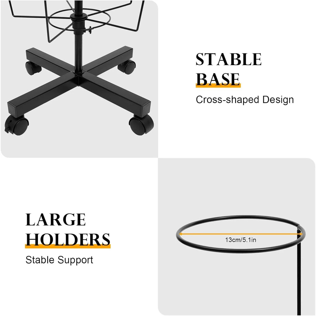 Freestanding Rotating Hat Display Rack Stand with 35 Hooks Hat for Headwear Retail Store Black Hat Wig Cap Hanger Rack