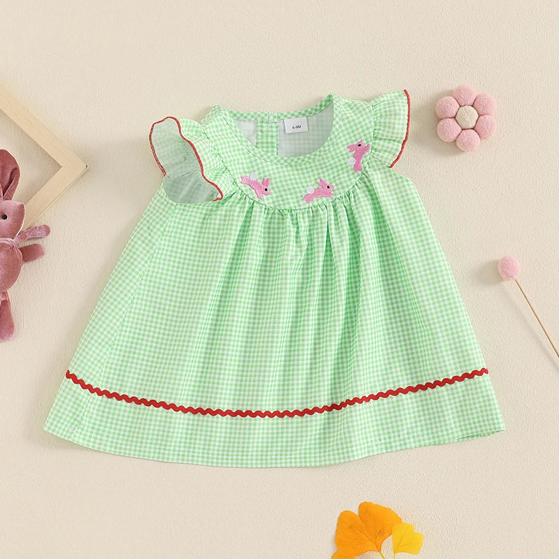 Toddler Girl Floral Print Ruffle Sleeve Dress Round Neck A-line Princess Dress for Birthday Party and Playdates