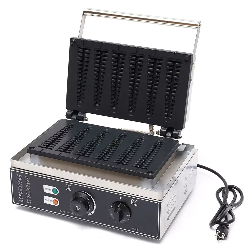 1550W Commercial Nonstick Waffle Maker 6 Sticks Electric Waffle Baker Machine