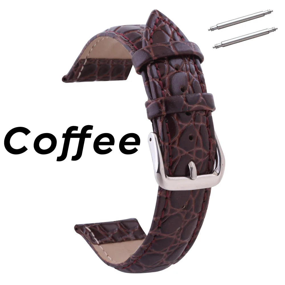 12mm 13 14 15 16mm 17 18mm 19 20mm 21 22mm 24mm Retro Genuine Leather Watch Band Strap Black Brown Crocodile Wristwatch Bracelet