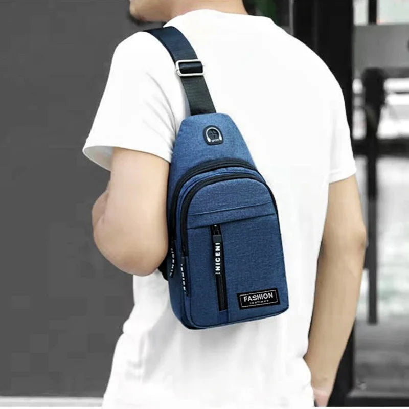 2025 New Multifunctional Chest Bag Men's Fashion Trend Oxford Cloth Shoulder Bag Korean Style Casual Waterproof Messenger Bag