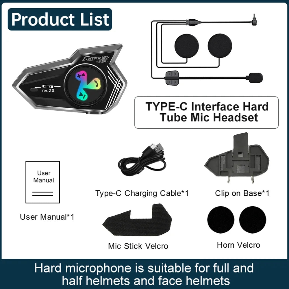 Bluetooth 5.4 Wireless Motorcycle Helmet Headset Hands-free Call Phone Motorcycle Waterproof Earphone Music Player Moto Helmet