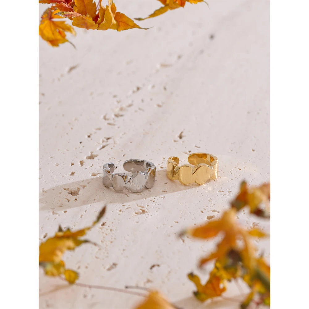 Yhpup Personalized Smooth Stainless Steel Metal Unisex Ring Minimalist Geometric Trendy Jewelry 18K PVD Plated New