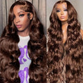 30 40 Inch Chocolate Brown Human Hair Wigs Body Wave 13x4 13x6 HD Lace Front Wig Preplucked Water Wave #4 Red Colored For Women