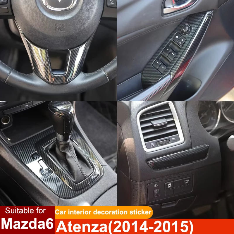 For Mazada 6 Atenza Car Steering Wheel Gear Shift Lever Panel Cover Decorative Sticker Plastic Interior Modification Accessories
