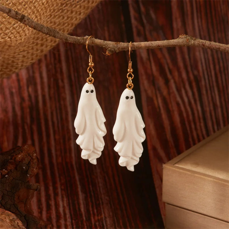 Creative Halloween Ghost Dangle Earrings for Women Gothic Punk Metal Skull Simple Spooky Earrings Party Festival Jewelry Gift