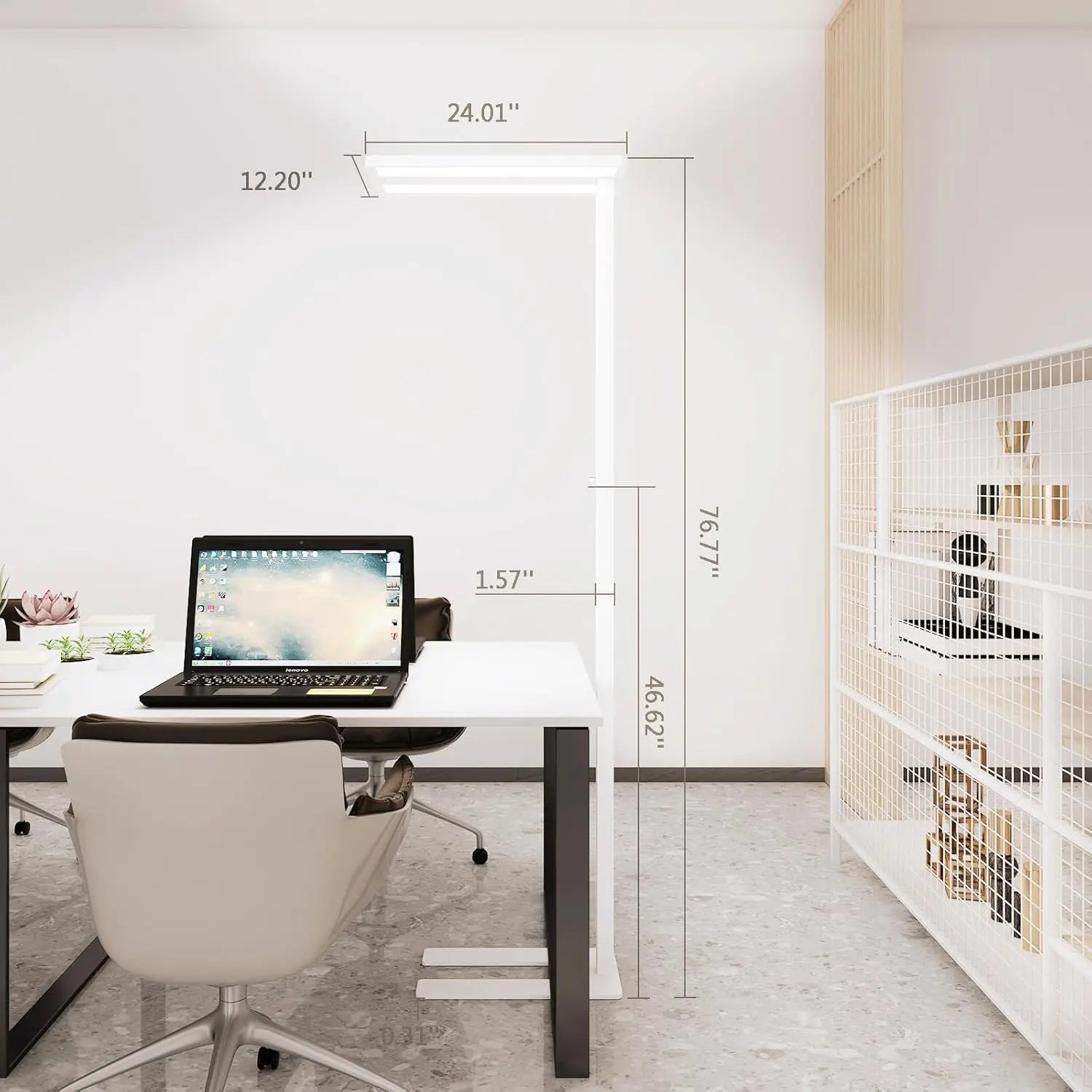 Sterren 76"" Led Floor Lamp,80W White Modern Free-Standing Lamp,10000Lm Dimmable Eye-Care Tall Reading Lamp For Reading Study