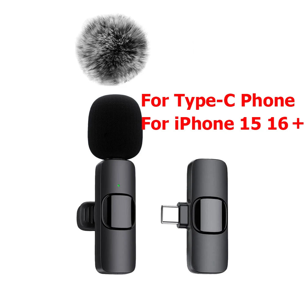 K60 Wireless Lavalier Microphone Audio Video Recording Mini Mic For iPhone Android Laptop Live Gaming Mobile Phone Microphone