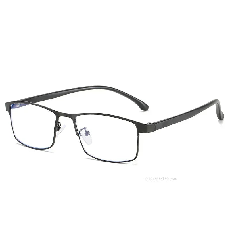 Business Men Women Anti-Blue Light Myopia Glasses Finished Metal Square Prescription Eyeglasses Diopter 0 -0.5 To -6.0 Oculos