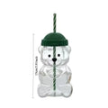 500ml green cap teddy bear straw cup heat-resistant glass coffee smoothie juice cup office and home birthday Christmas gift