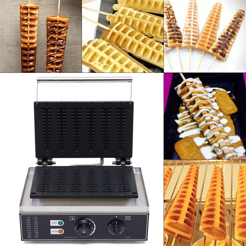 1550W Commercial Nonstick Waffle Maker 6 Sticks Electric Waffle Baker Machine