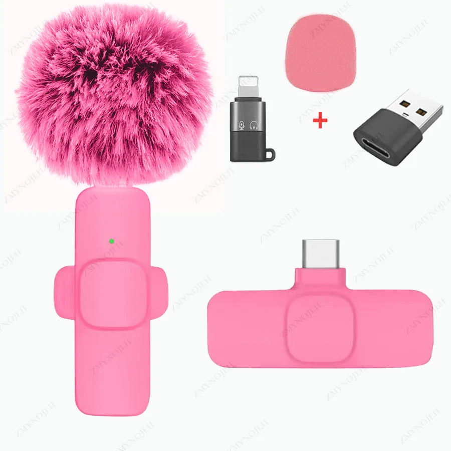 New Wireless Lavalier Microphone Portable Audio Video Recording Mini Microphone for iPhone Android PC Camera Live Gaming Phone